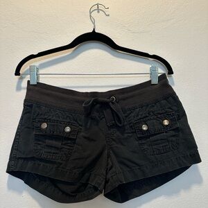 Old Navy Vintage Y2K Black Low-Rise Cargo Shorts Adjustable 100% Cotton